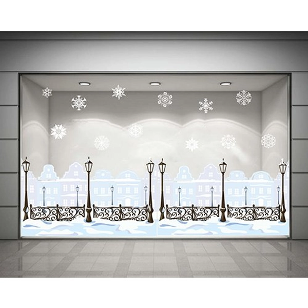 Decal dán tường Cột đèn đêm Noel (nền trắng đục)