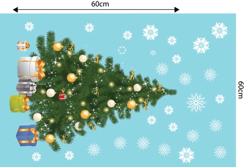 Decal dán tường Combo cây thông xanh và đàn tuần lộc