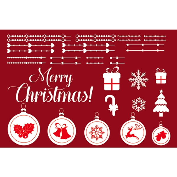 Decal dán tường dây treo quả cầu Noel và hộp quà