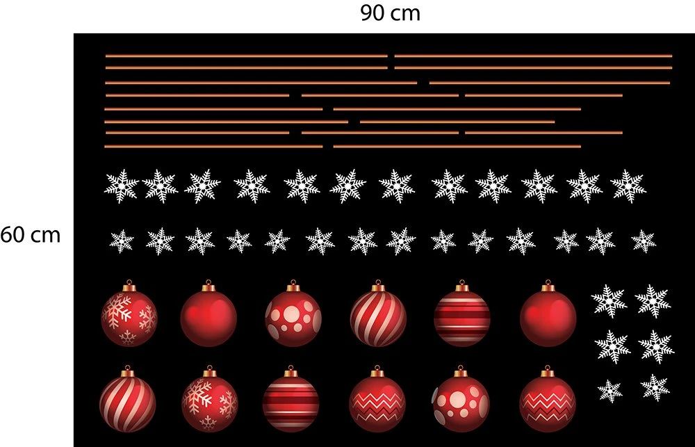 Decal dán tường dây treo quả cầu Noel đỏ 2