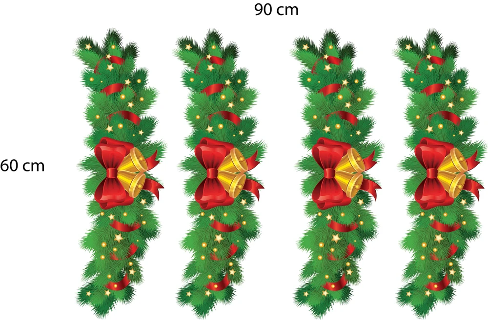 Decal dán tường dây thông Noel và chuông vàng 3