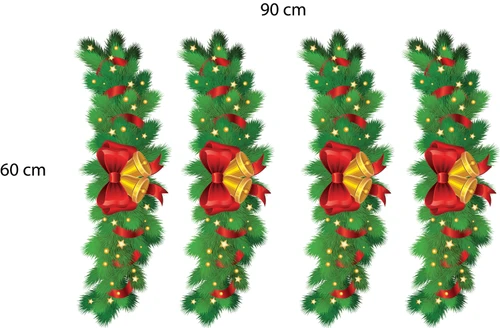 Decal dán tường dây thông Noel và chuông vàng 3