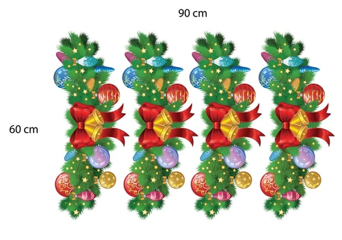 Decal dán tường dây thông Noel và chuông vàng 5