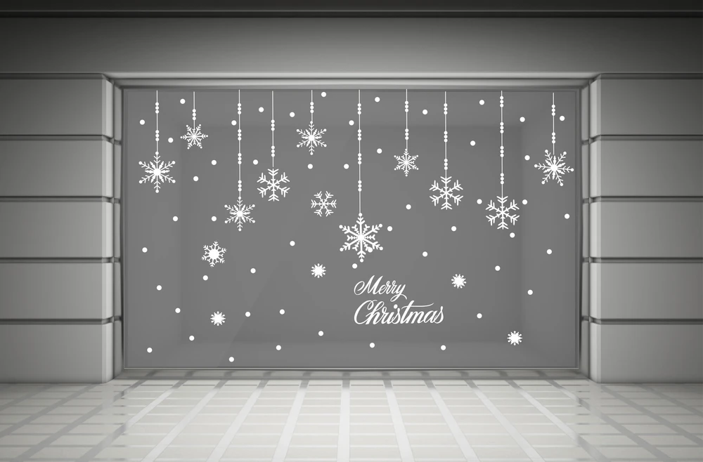 Decal dán tường  dây treo bông tuyết Noel 4