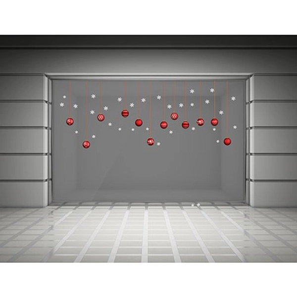 Decal dán tường dây treo quả cầu Noel đỏ 2