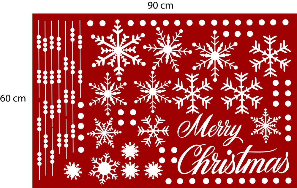 Decal dán tường  dây treo bông tuyết Noel 4