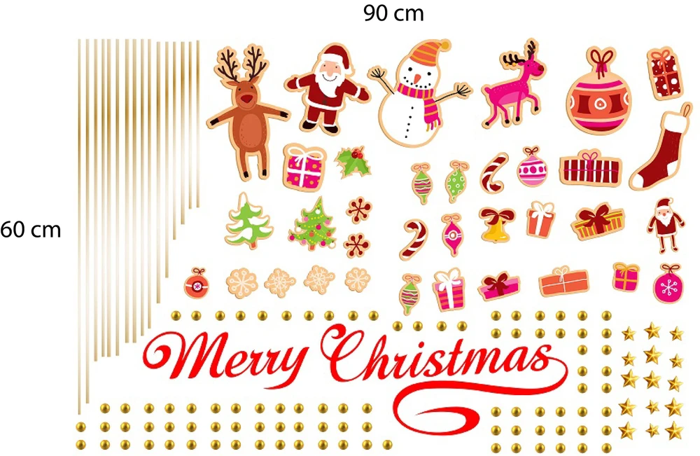 Decal dán tường Merry christmas và dây treo Noel