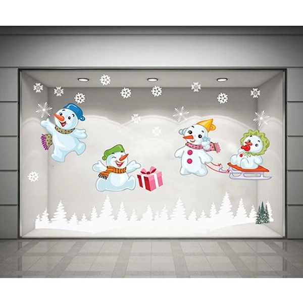 Decal dán tường Người tuyết vui nhộn  (nền trắng đục)