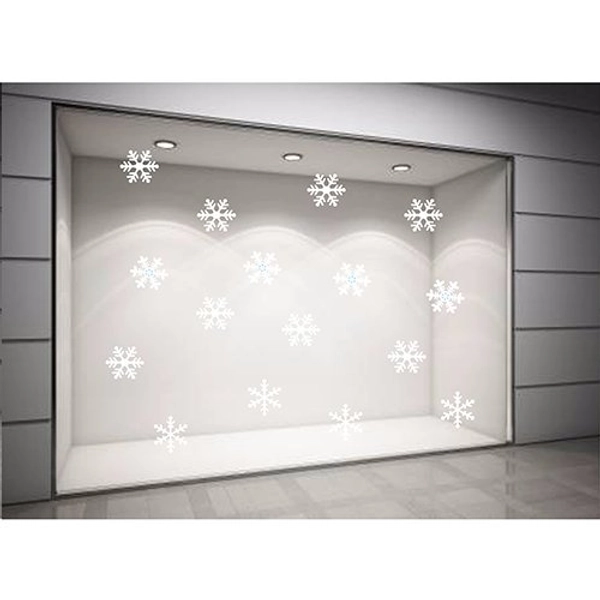 Decal dán tường Bông tuyết 6 cánh lớn (nền trắng đục)