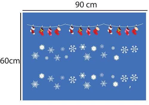 Decal dán tường Dây treo vớ Noel (nền trắng đục)