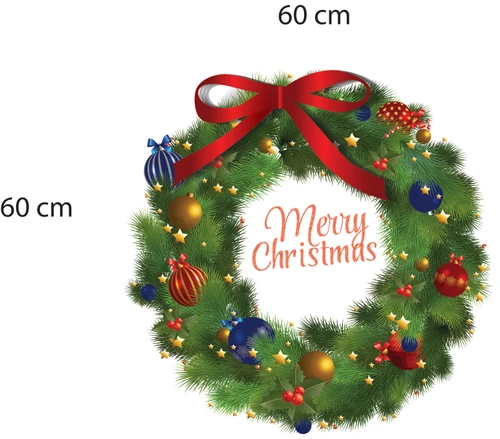 Decal dán tường Combo ông già Noel người tuyết và cây thông xanh