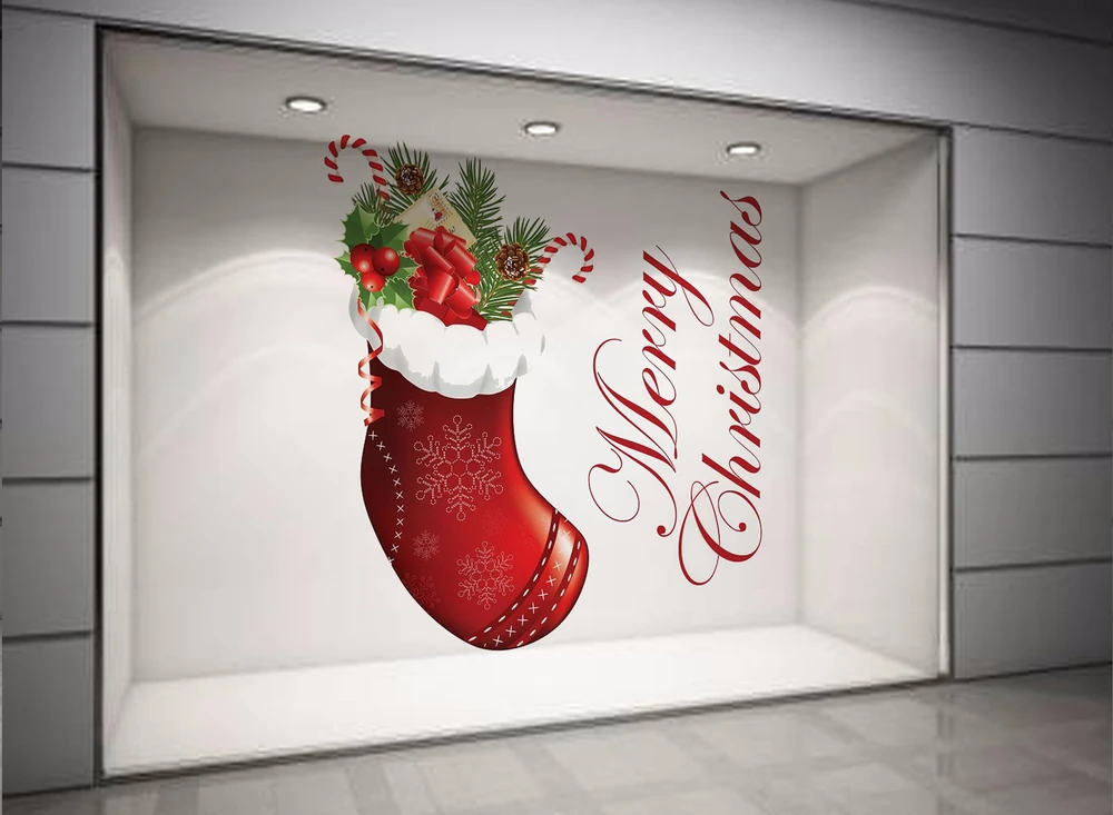 Decal dán tường Vớ Noel size lớn 60x60 (nền trắng đục)