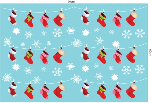 Decal dán tường Combo ông già Noel người tuyết và cây thông xanh