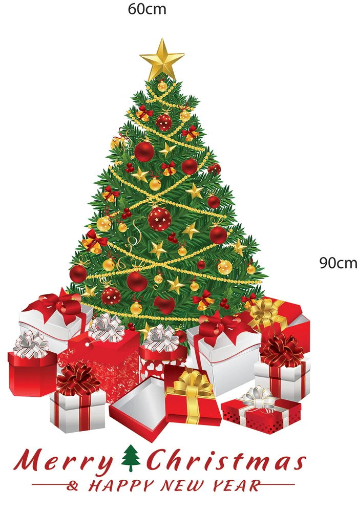 Combo decal dán tường ông già noel và cây thông xanh 4