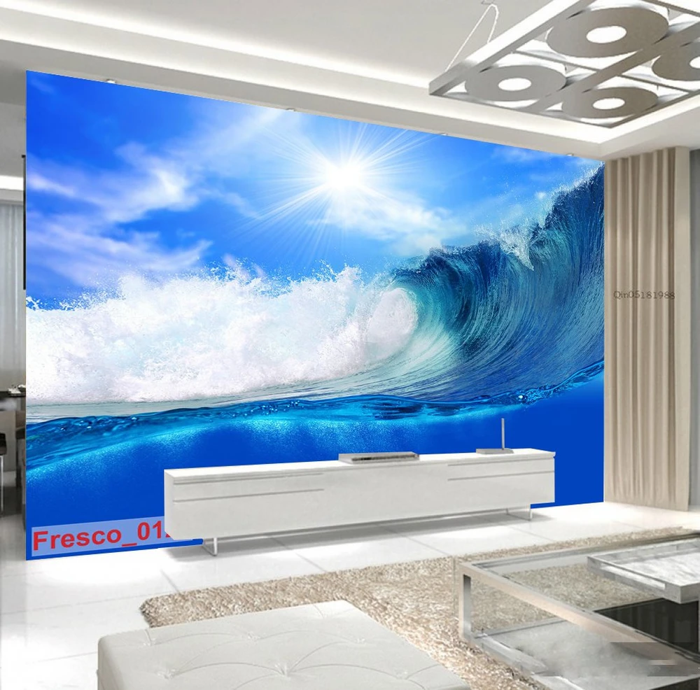 Tranh Dán Tường Phong Cảnh Sóng Biển 3D