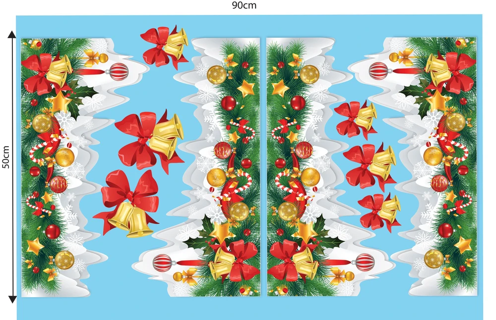 Decal dán tường combo ông già noel và thành phố tuyết