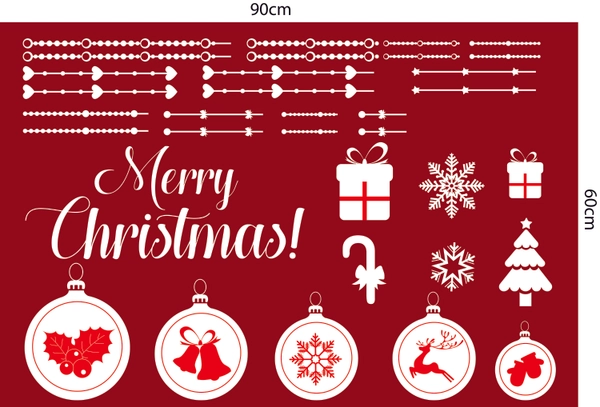 Decal dán tường combo ông già noel và thành phố tuyết