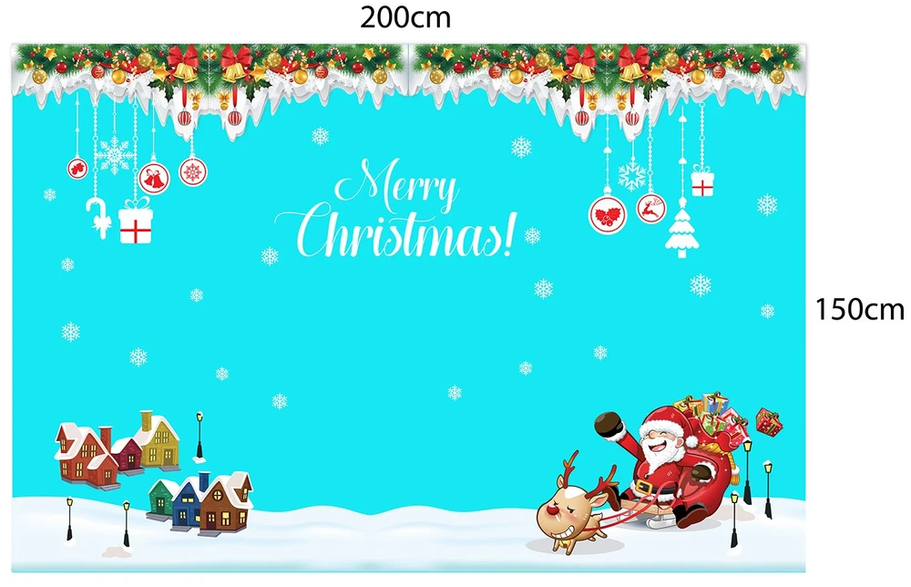 Decal dán tường combo ông già noel và thành phố tuyết