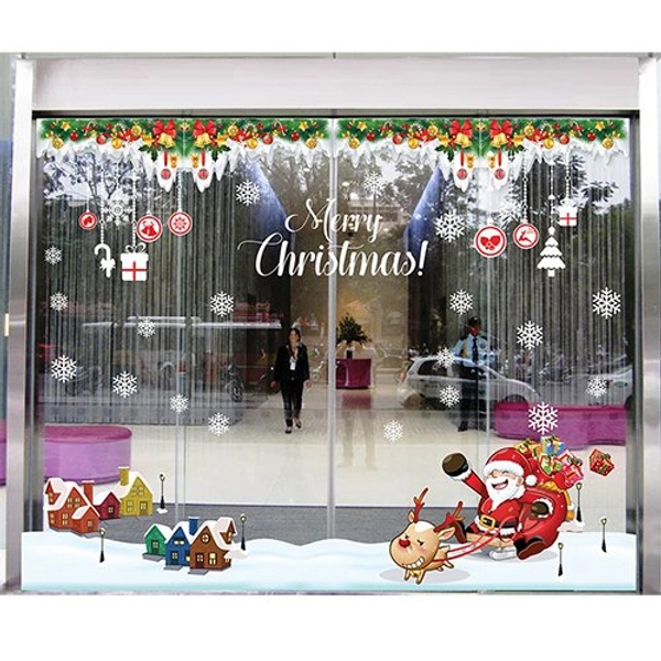 Decal dán tường combo ông già noel và thành phố tuyết