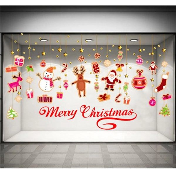 Decal dán tường Merry christmas và dây treo Noel