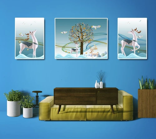 Tranh Treo Tường 3D Hươu Và Bồ Câu A-018