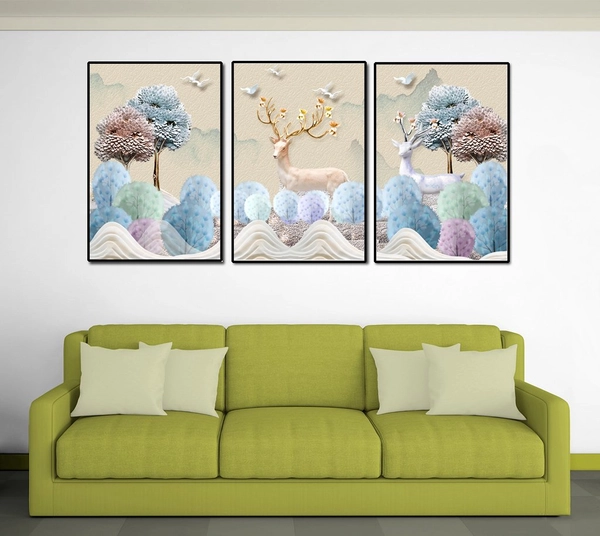 Tranh treo tường Hươu và cây nghệ thuật