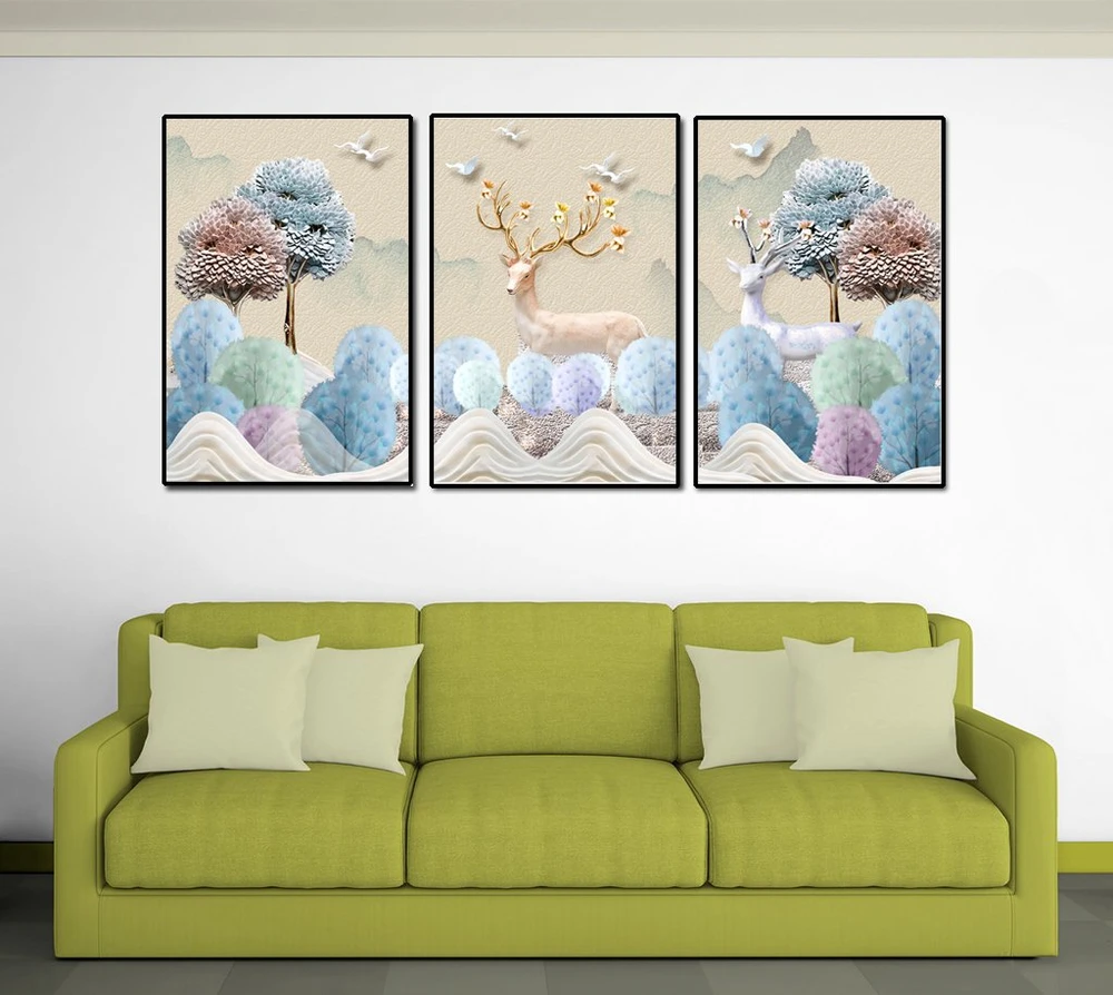 Tranh treo tường Hươu và cây nghệ thuật