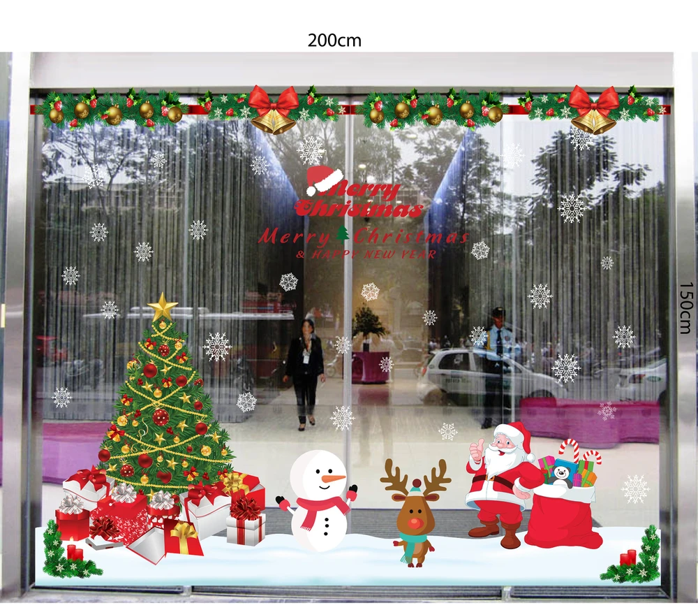 Combo decal dán tường ông già noel và cây thông xanh 4