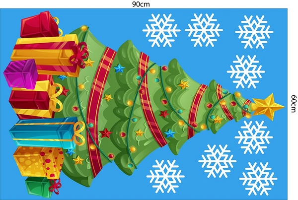 Decal trang trí noel cây thông may mắn 2