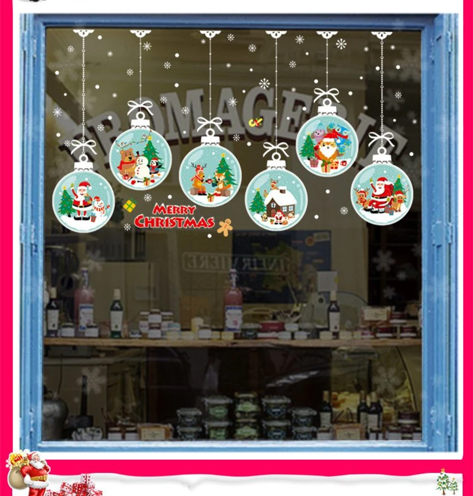 Decal tĩnh điện trang trí noel dây treo quả cầu noel sắc màu
