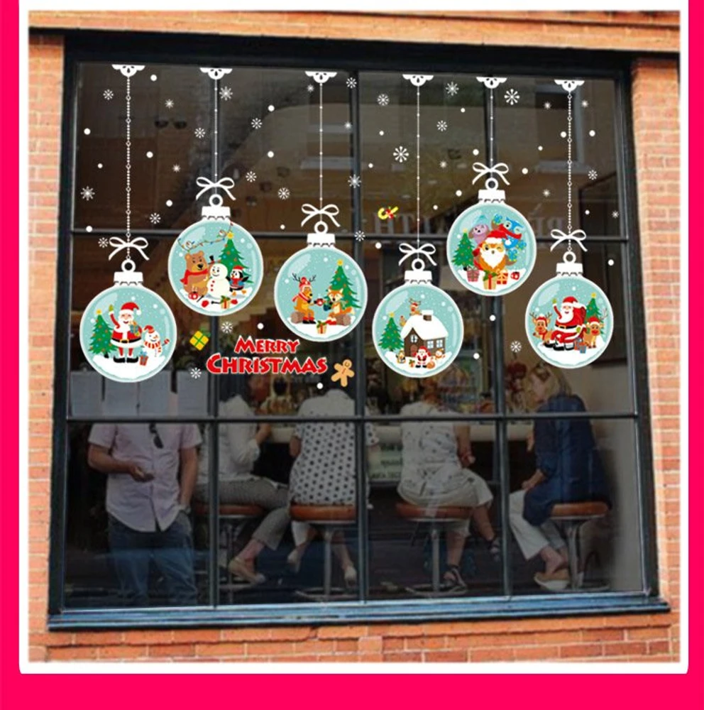 Decal tĩnh điện trang trí noel dây treo quả cầu noel sắc màu