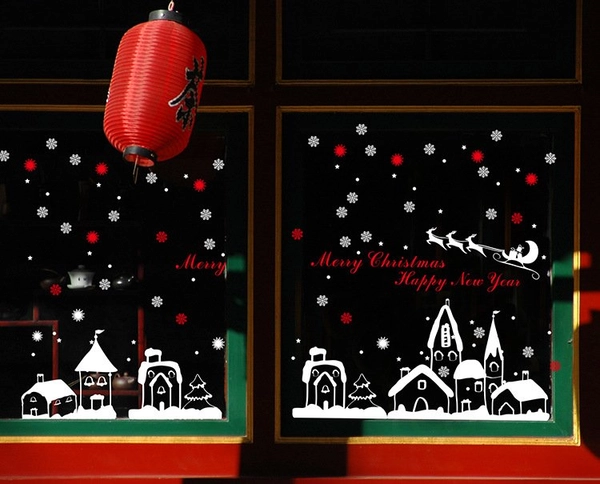 Decal trang trí noel thành phố tuyết 3