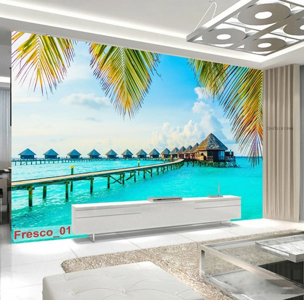 Tranh dán tường khu nghỉ dưỡng 1