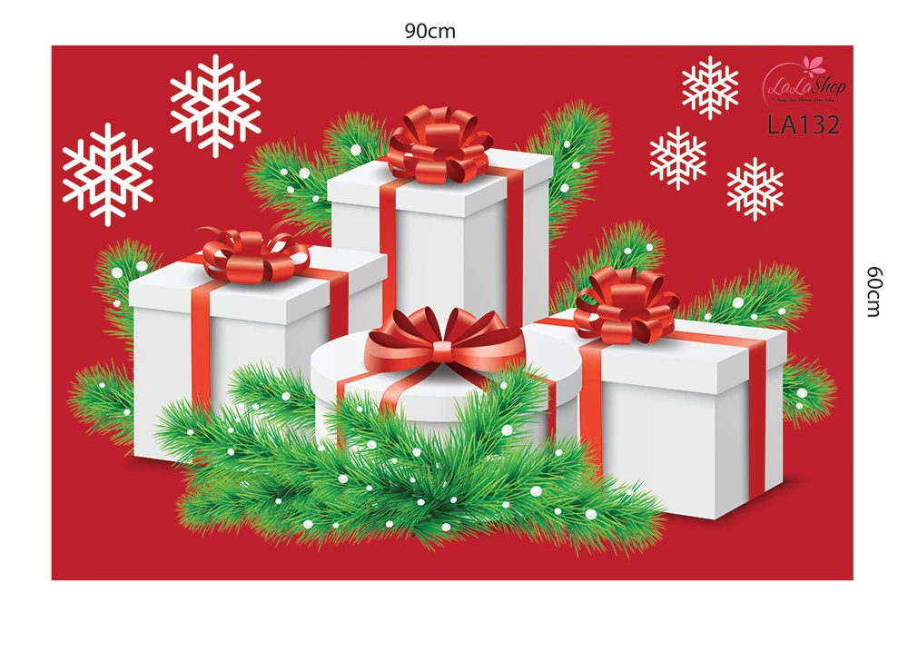 Decal trang trí noel món quà đêm giáng sinh