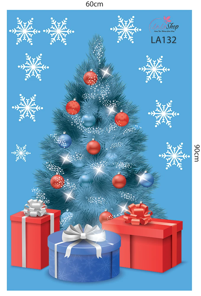 Decal trang trí noel món quà đêm giáng sinh