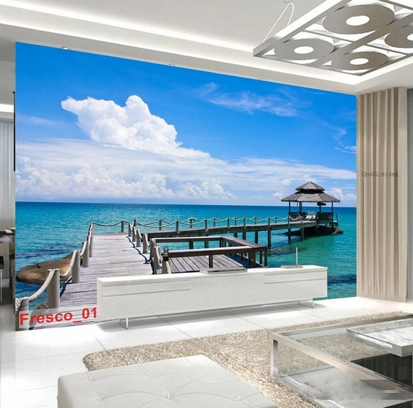 Tranh dán tường khu nghỉ dưỡng 1