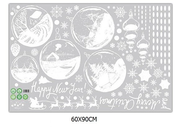 Decal trang trí noel dây treo quả châu