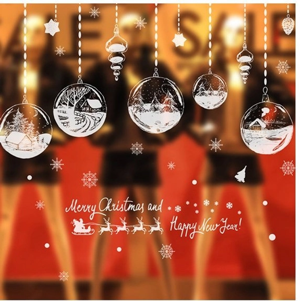 Decal trang trí noel dây treo quả châu
