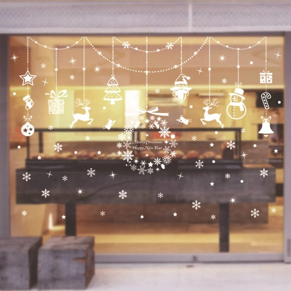 Decal trang trí Noel dây treo vòng nguyệt quế