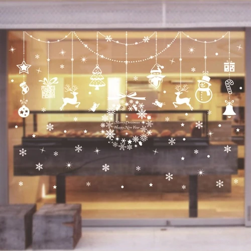 Decal trang trí Noel dây treo vòng nguyệt quế