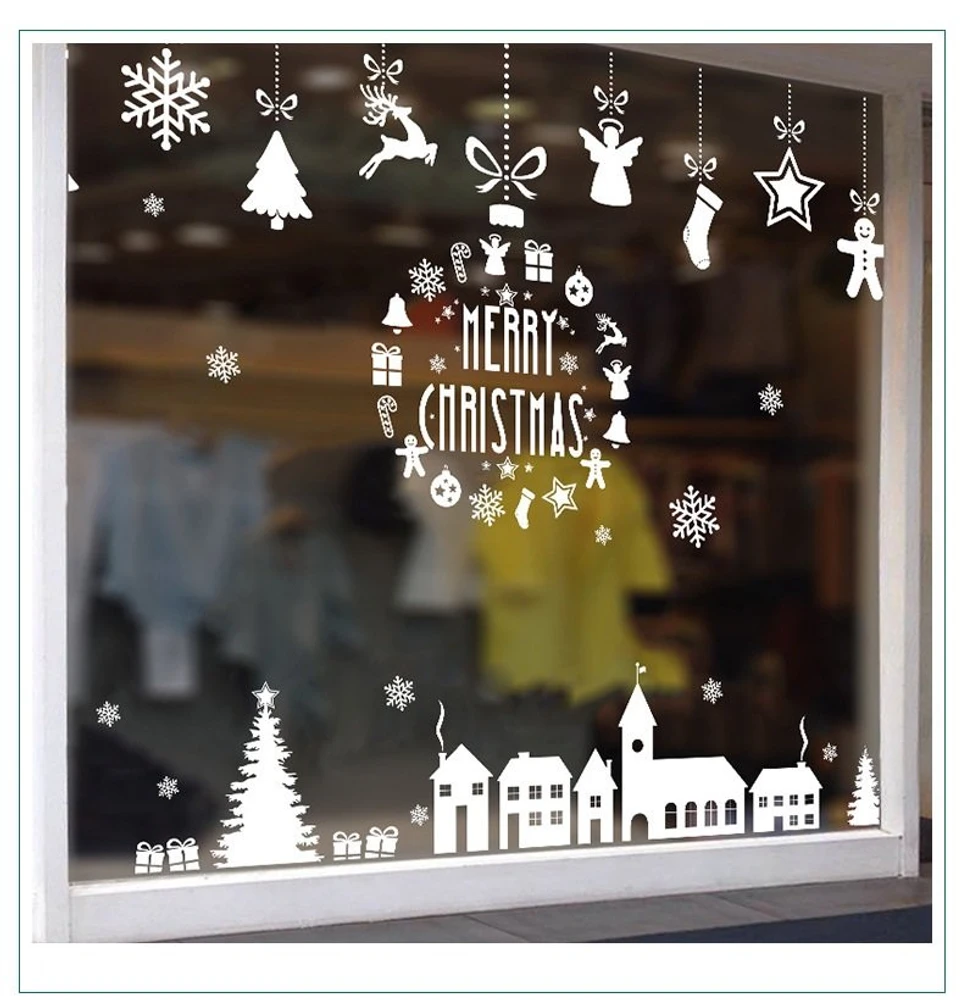 Decal trang trí noel thành phố tuyết