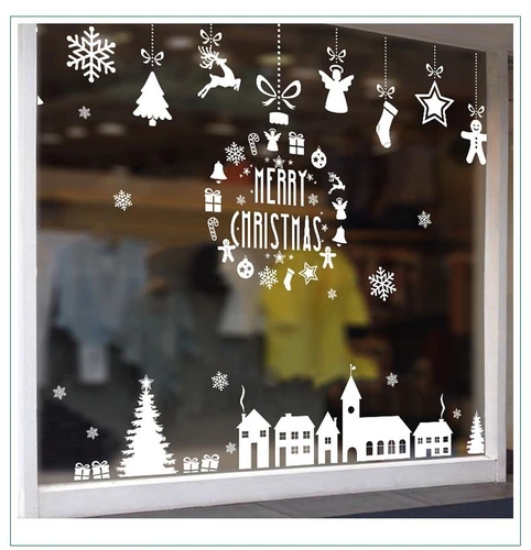 Decal trang trí noel thành phố tuyết