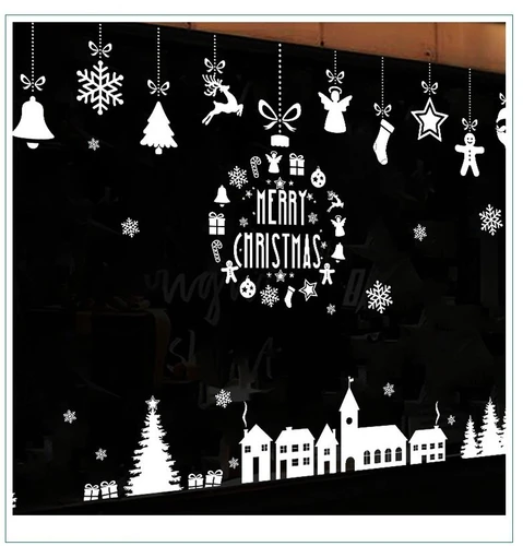 Decal trang trí noel thành phố tuyết