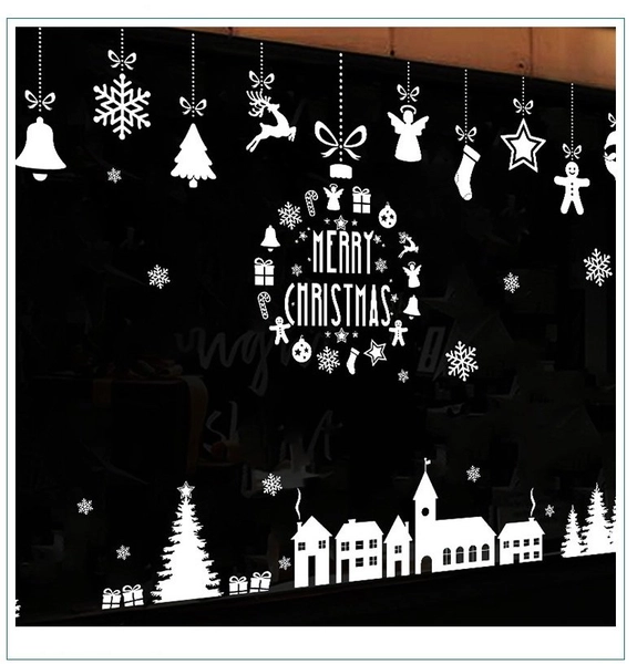 Decal trang trí noel thành phố tuyết