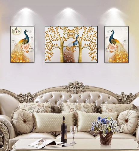 Tranh treo tường chim công cách điệu nghệ thuật (A-135)