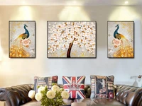 Tranh treo tường nghệ thuật chim công và hoa anh đào (A-032)