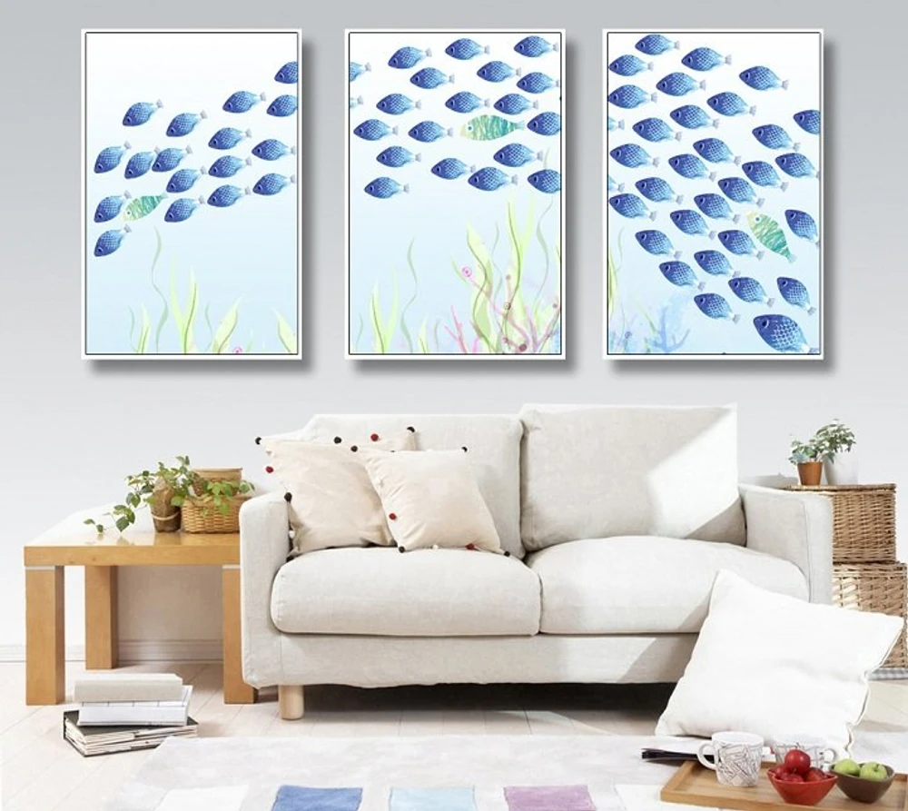 Tranh treo tường cá xanh sinh động (A-110)