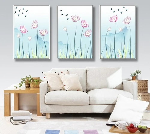 Tranh treo tường sen hồng cách điệu (A-113)