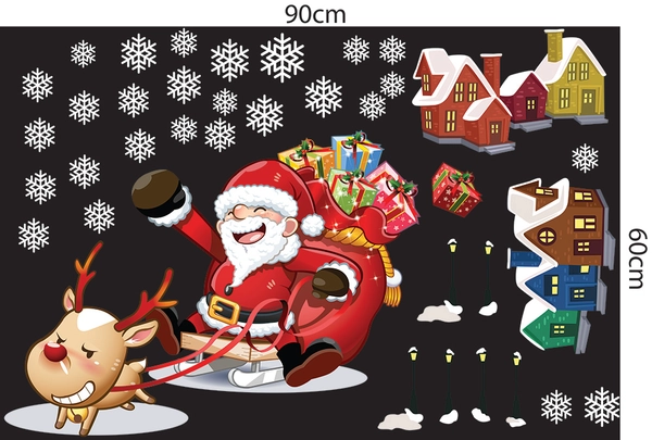 Decal dán tường ông già Noel và thành phố tuyết 2