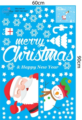 Decal trang trí noel Merry Christmas & Happy New Year 2